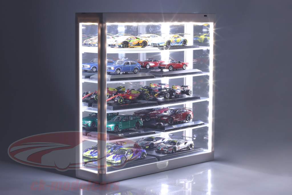 vetrina LED multicase 5 piani per Modelli nel scala 1:43 / 1:64 bianco / specchio Triple9