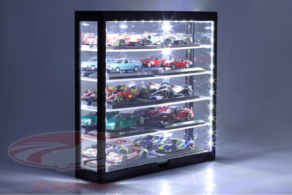 Escaparate LED Multicase 5 pisos para modelos en el escala 1:43 / 1:64 negro / espejo Triple9