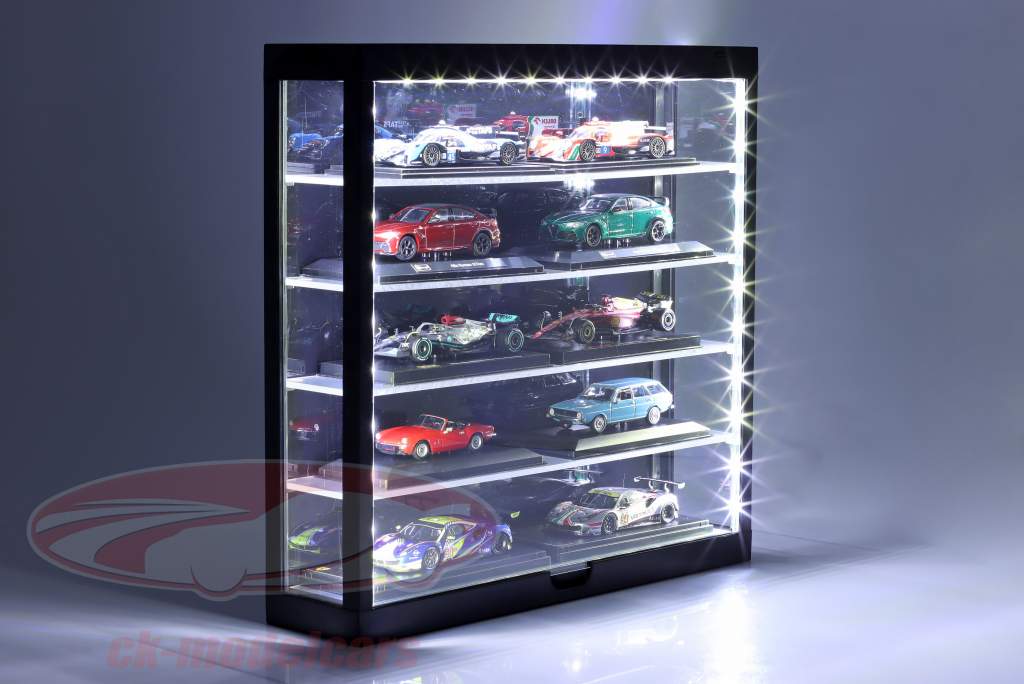 Escaparate LED Multicase 5 pisos para modelos en el escala 1:43 / 1:64 negro Triple9