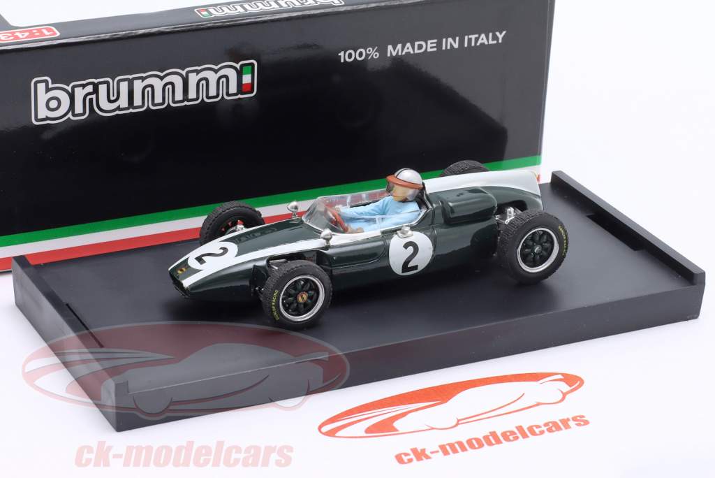 Bruce McLaren Cooper T53 #2 britisk GP formel 1 1960 med førerfigur 1:43 Brumm