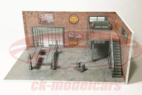 ジオラマキット 二階 れんが造りのガレージ 1:43 Dioramatoys