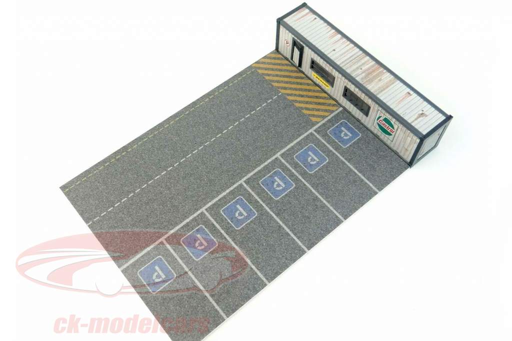contêiner de escritório com estacionamentos diorama para modelos de carros 1:43 Dioramatoys
