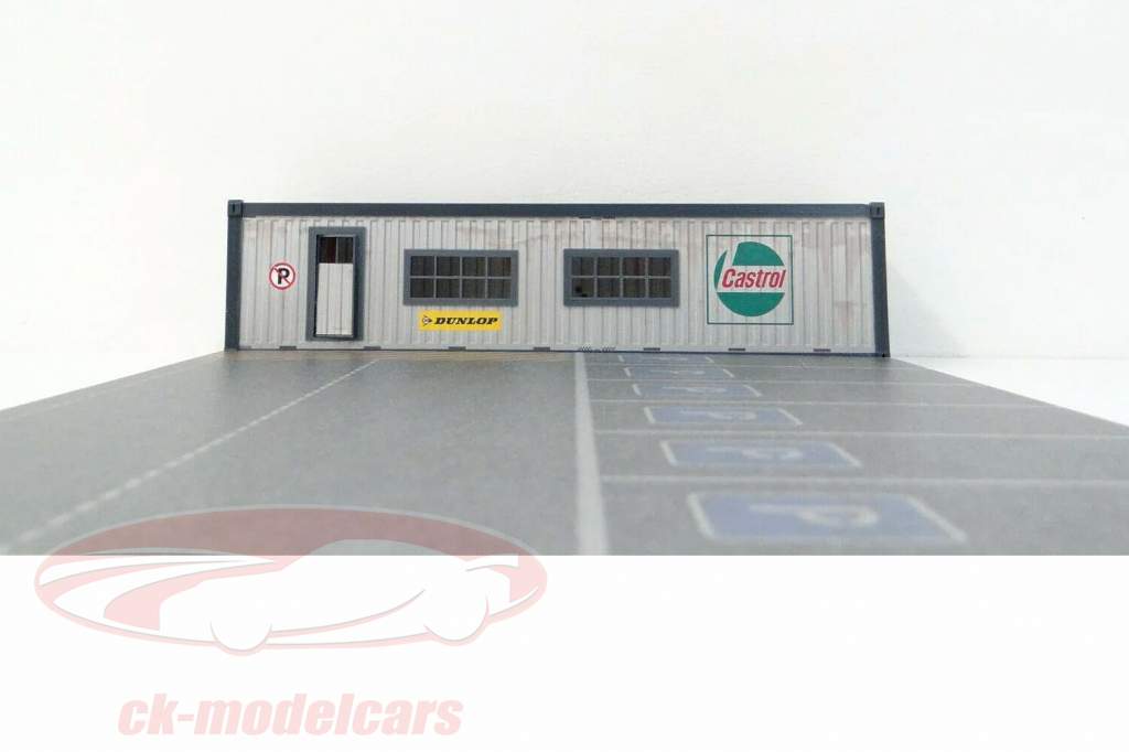 contêiner de escritório com estacionamentos diorama para modelos de carros 1:43 Dioramatoys