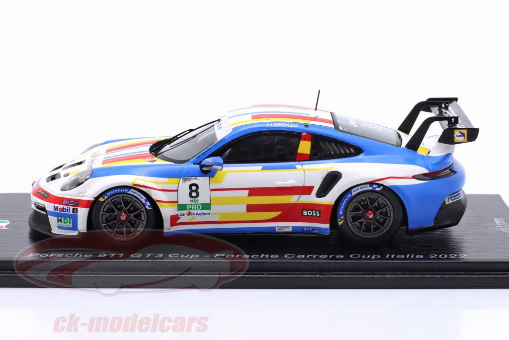 Porsche 911 GT3 Cup #8 Porsche Carrera Cup Italien 2022 J. Lorenzo 1:43 Spark