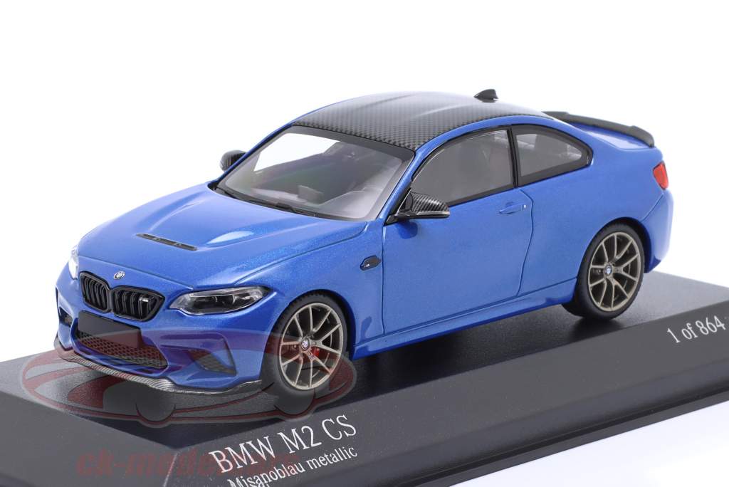 BMW M2 CS (F87) 2020 Misano azul metálico / dorado llantas 1:43 Minichamps