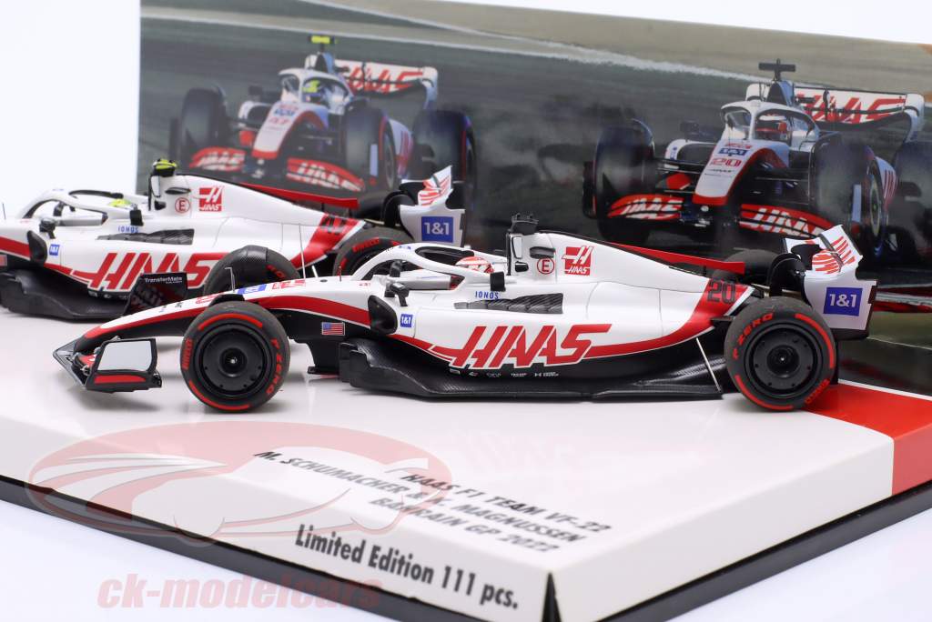 2-Car Set Schumacher #47 & Magnussen #20 Bahreïn GP formule 1 2022 1:43 Minichamps
