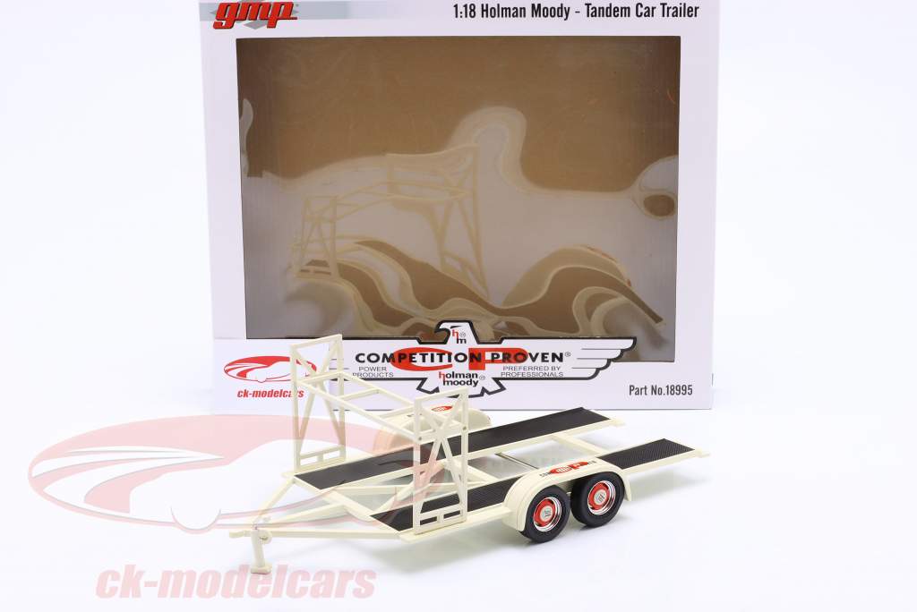 Tandem Car Trailer Holman Moody cream white 1:18 GMP