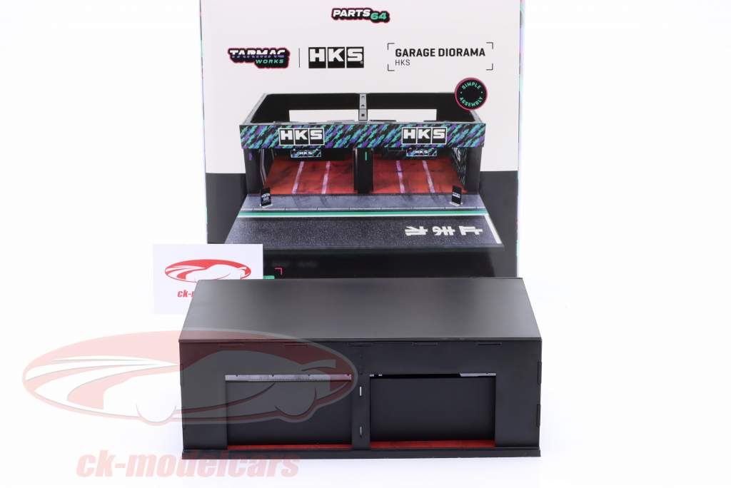 Motorsport Pit Garage HKS sort / grøn / lilla 1:64 Tarmac Works