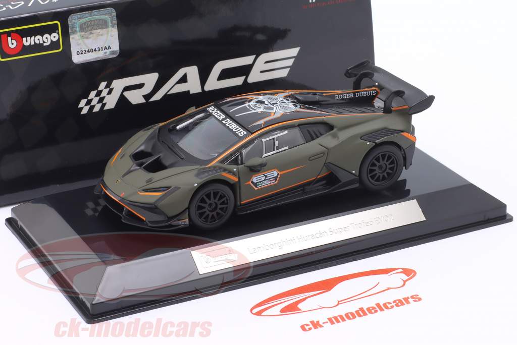 Lamborghini Huracan Super Trofeo EVO2 Bouwjaar 2022 mat olijf 1:43 Bburago