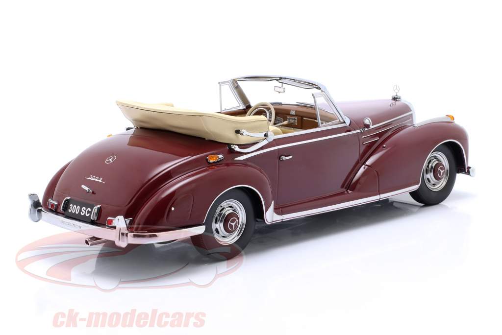 Mercedes-Benz 300 SC conversível abrir (W188) ano de construção 1957 vermelho escuro 1:18 KK-Scale
