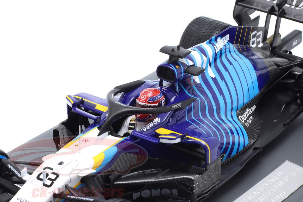 G. Russell Williams FW43B #63 2 belgisk GP formel 1 2021 1:18 Minichamps