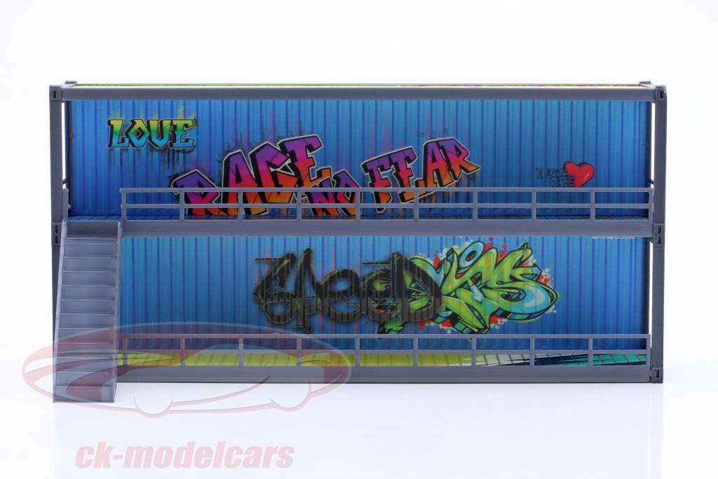 ensemble de diorama Piste de course tribune à conteneurs (2 pièces) 1:43 Dioramatoys