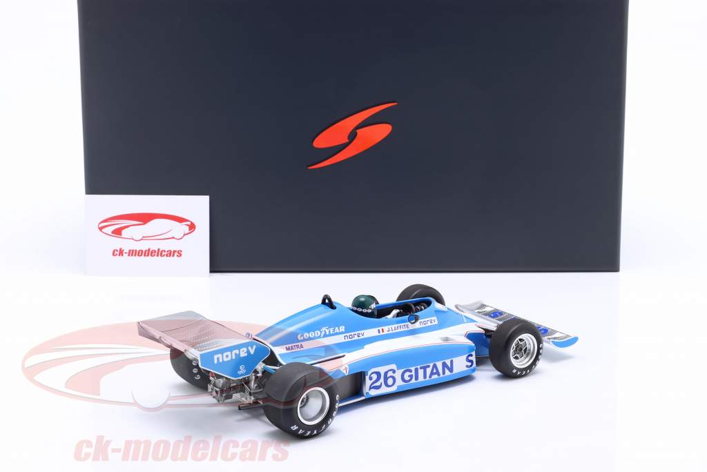 Jacques Laffite Ligier JS7 #26 winnaar Zweden GP formule 1 1977 1:18 Spark