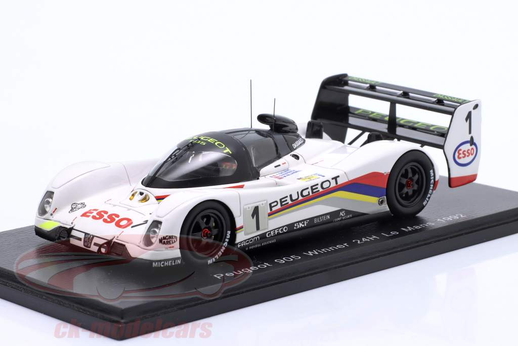 Peugeot 905 #1 勝者 24h LeMans 1992 Warwick, Dalmas, Blundell 1:43 Spark
