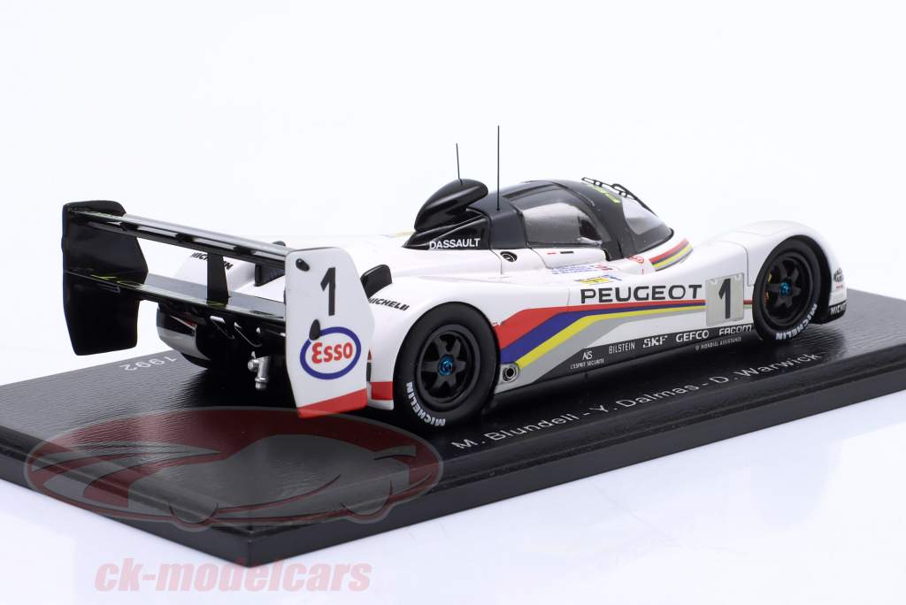 Peugeot 905 #1 勝者 24h LeMans 1992 Warwick, Dalmas, Blundell 1:43 Spark