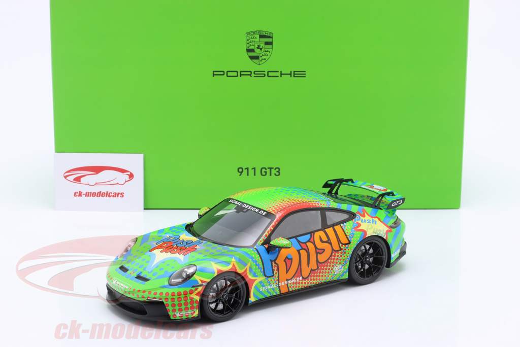 Porsche 911 (992) GT3 Push Push multicolore 1:18 Spark