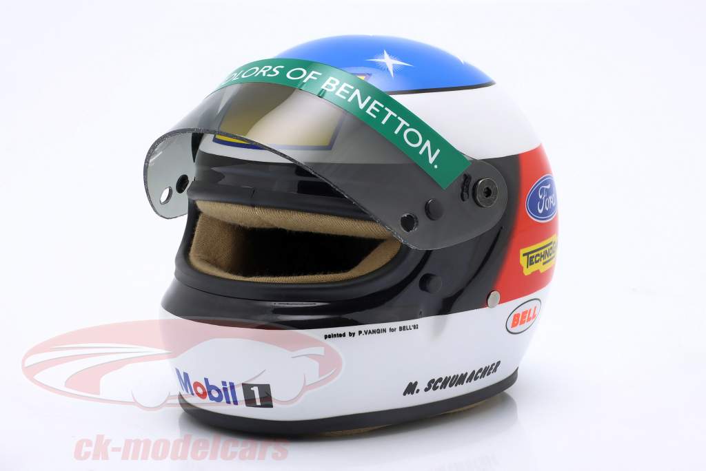 Michael Schumacher Benetton #19 1 Vinde Belgien GP formel 1 1992 hjelm 1:2 Bell