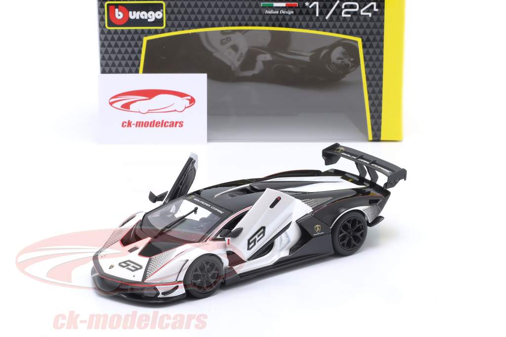 Lamborghini Essenza SCV12 建設年 2021 白 メタリックな / 黒 1:24 Bburago