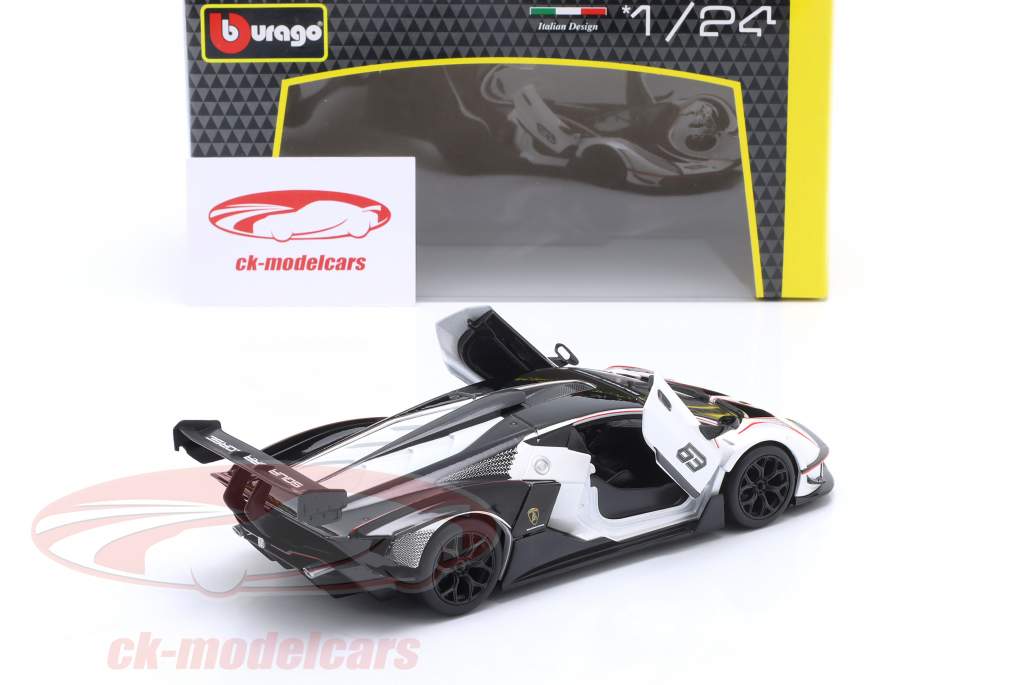 Lamborghini Essenza SCV12 建設年 2021 白 メタリックな / 黒 1:24 Bburago