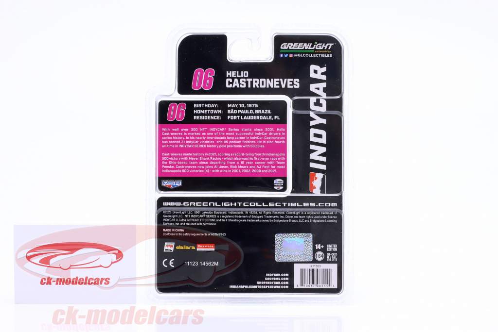 Helio Castroneves Honda #06 IndyCar Series 2023 1:64 Greenlight