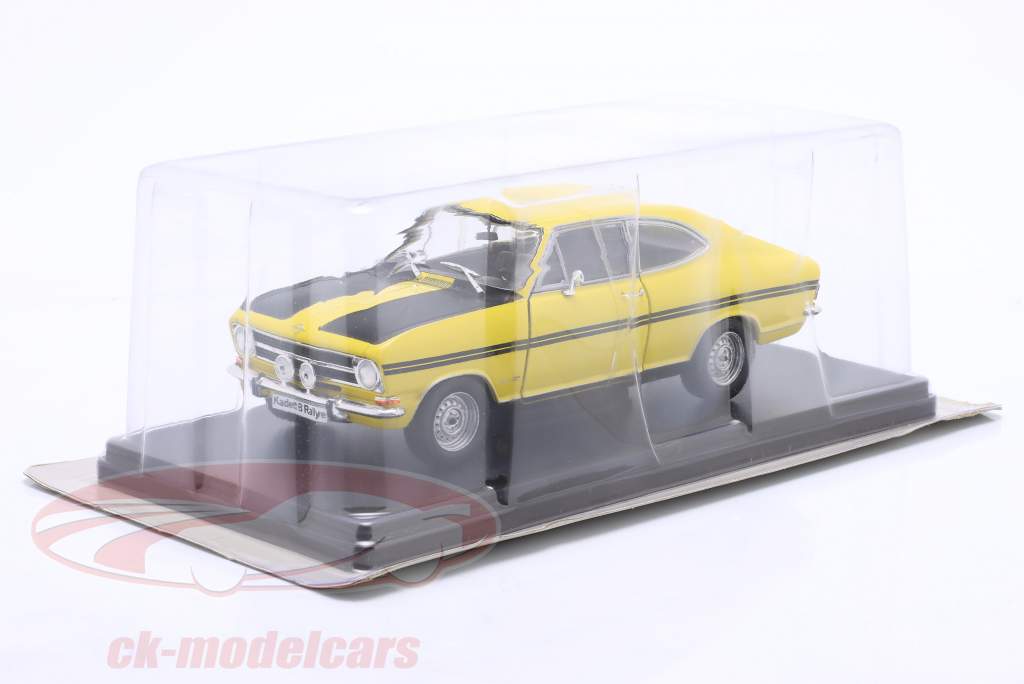 Opel Kadett B Rallye Bouwjaar 1970 geel / zwart 1:24 Hachette