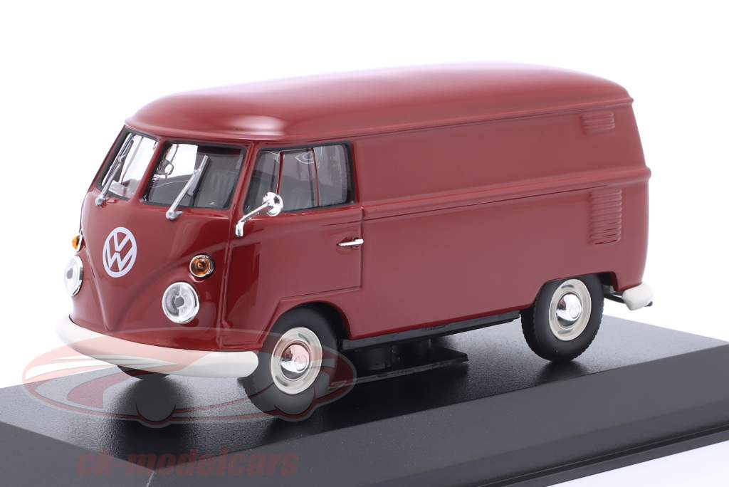 Volkswagen VW T1 panel varevogn Byggeår 1963 mørkerød 1:43 Minichamps