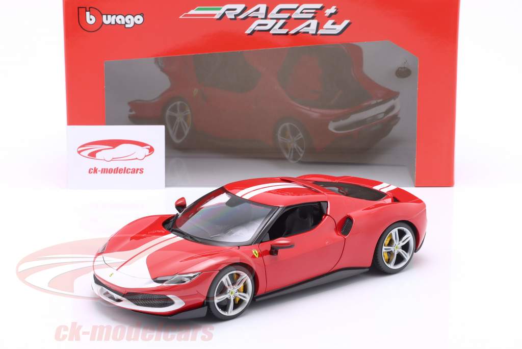 Ferrari 296 GTB Assetto Fiorano Baujahr 2022 rot / weiß 1:18 Bburago