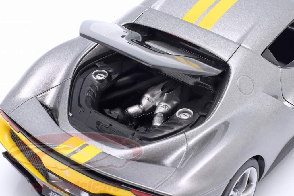 Ferrari 296 GTB Assetto Fiorano Année de construction 2022 Gris métallique / jaune 1:18 Bburago