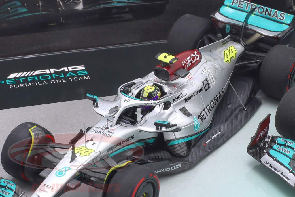2-Car Set Hamilton #44 & Russell #63 Bahrain GP Formel 1 2022 1:43 Minichamps