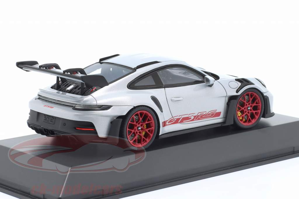 Porsche 911 (992) GT3 RS grigio ghiaccio metallico / piro rosso 1:43 Spark