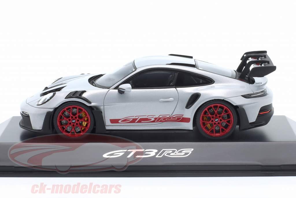 Porsche 911 (992) GT3 RS grigio ghiaccio metallico / piro rosso 1:43 Spark