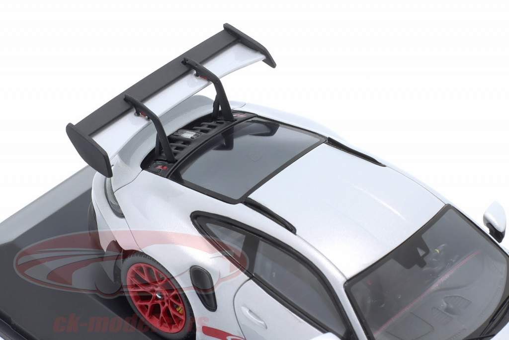 Porsche 911 (992) GT3 RS grigio ghiaccio metallico / piro rosso 1:43 Spark