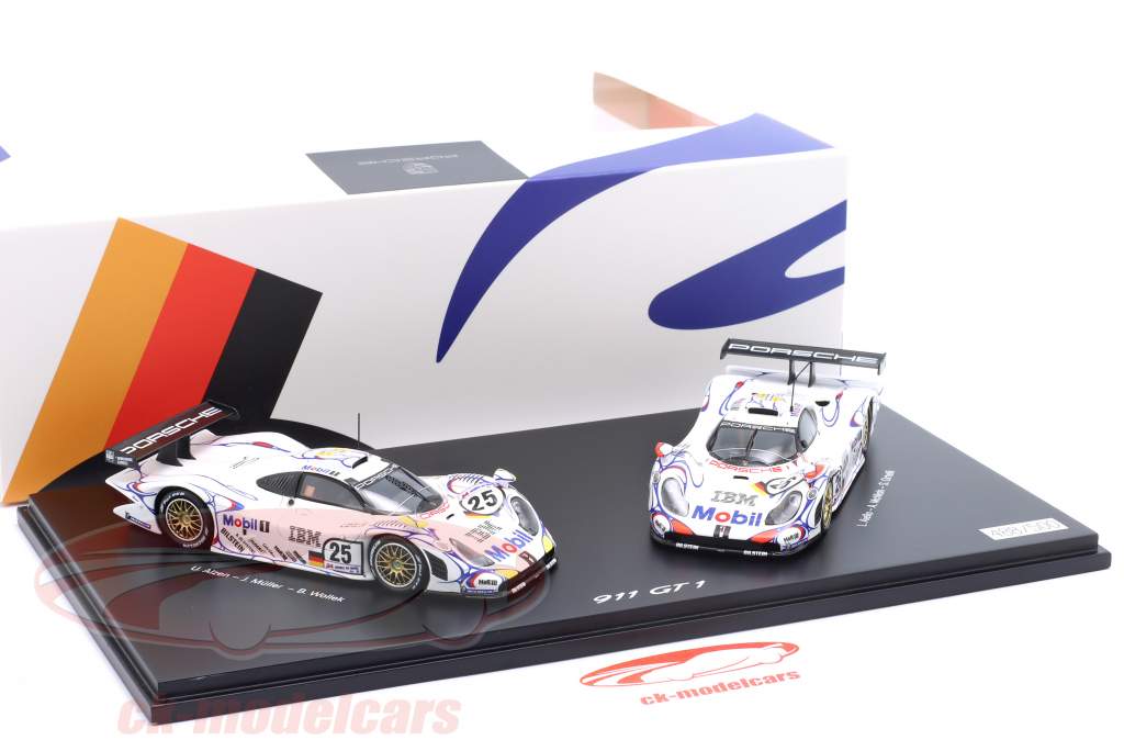 2-Car Set Porsche 911 GT1 #26 Sieger & #25 2nd 24h LeMans 1998 1:43 Spark