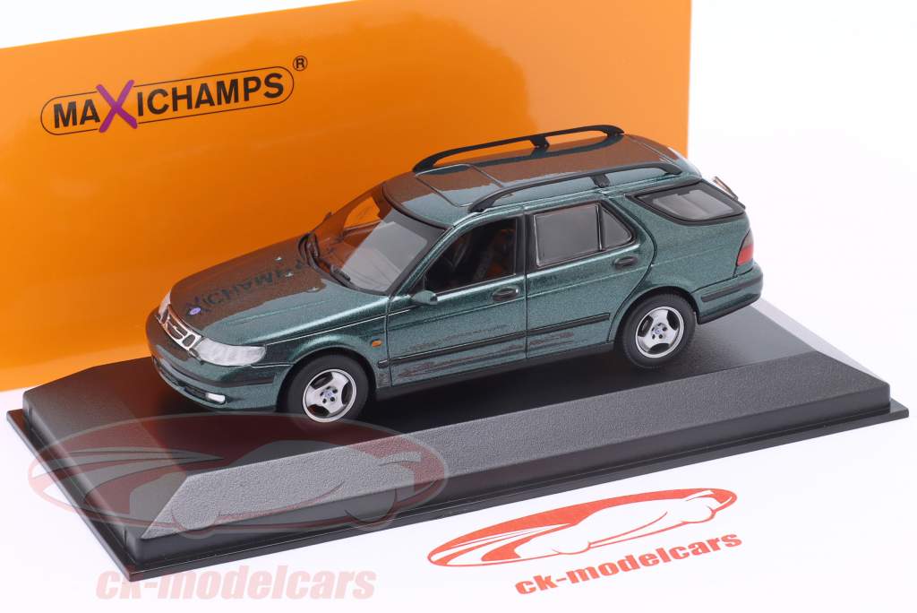 Saab 9-5 Break Année de construction 1999 vert foncé métallique 1:43 Minichamps