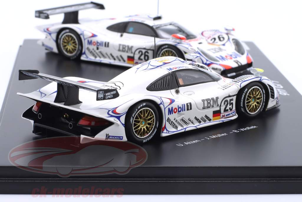 2-Car Set Porsche 911 GT1 #26 Sieger & #25 2nd 24h LeMans 1998 1:43 Spark
