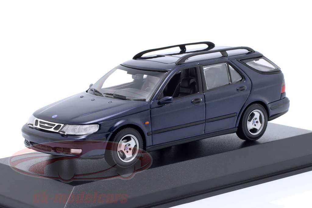 Saab 9-5 Break Année de construction 1999 bleu foncé métallique 1:43 Minichamps