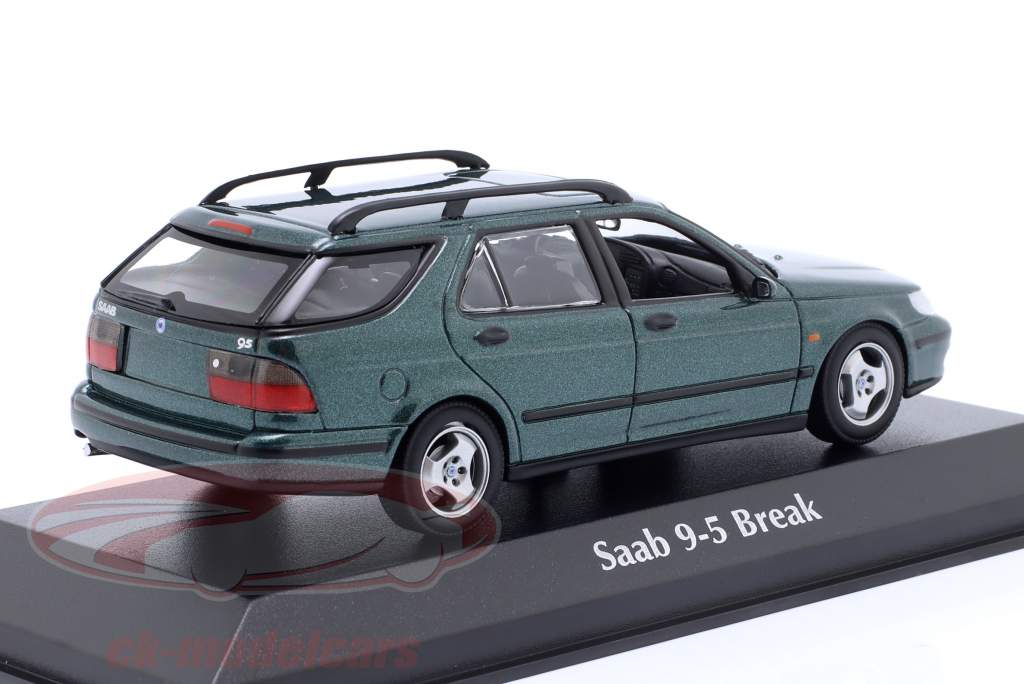 Saab 9-5 Break Année de construction 1999 vert foncé métallique 1:43 Minichamps