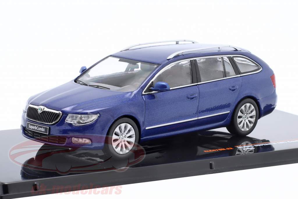 Skoda Superb II (3T) Combi Año de construcción 2008 azul metálico 1:43 Ixo