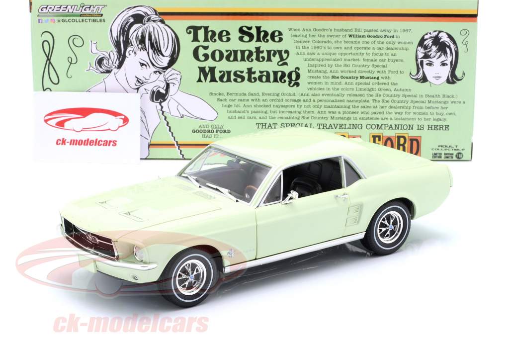 Ford Mustang Coupe Année de construction 1967 vert clair 1:18 Greenlight
