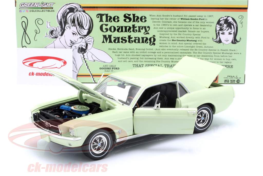 Ford Mustang Coupe Byggeår 1967 lysegrøn 1:18 Greenlight