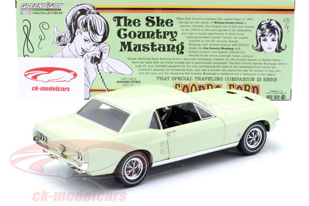 Ford Mustang Coupe Année de construction 1967 vert clair 1:18 Greenlight