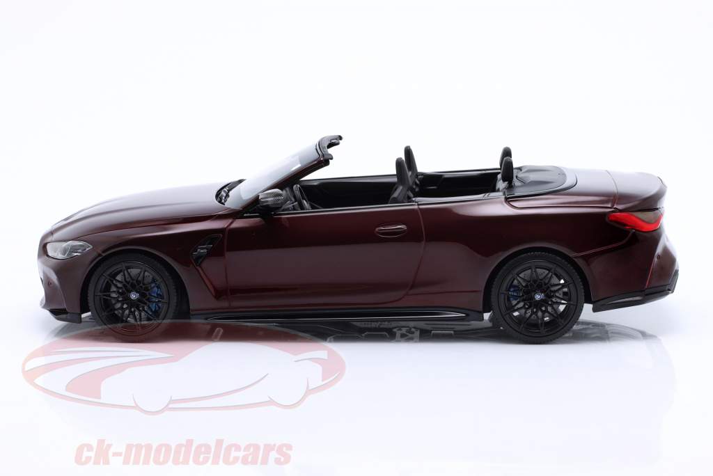 BMW M4 Cabriolet (G83) Année de construction 2021 rouge foncé métallique 1:18 Minichamps