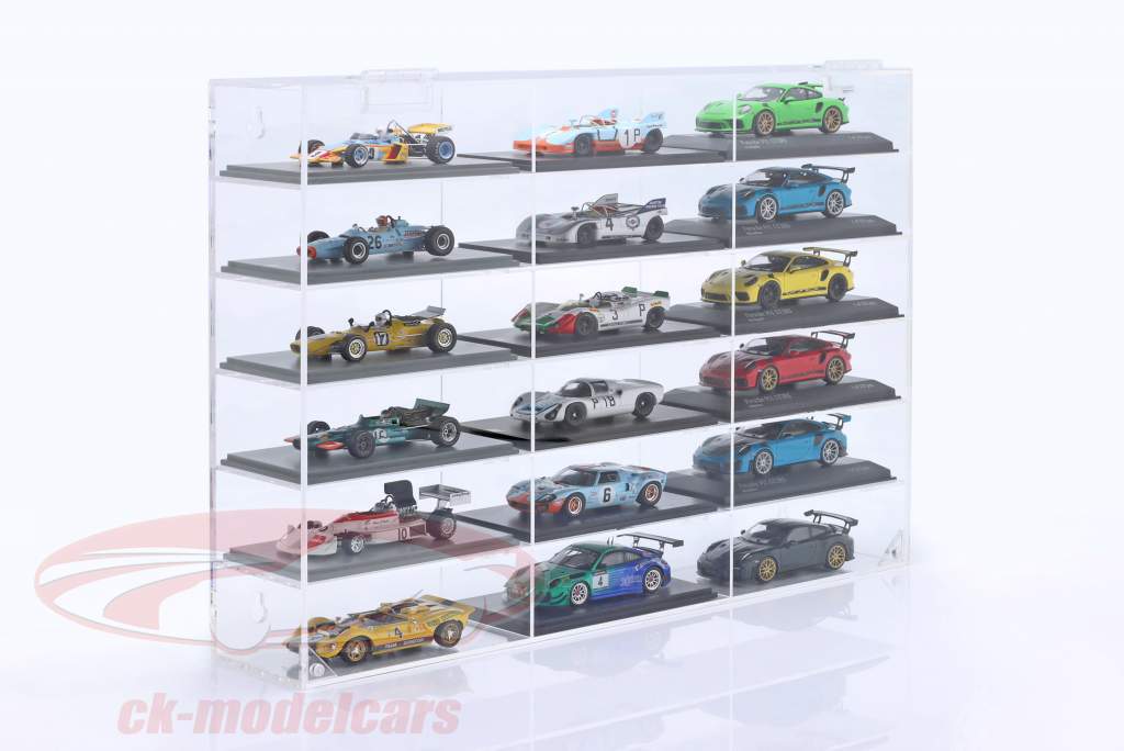 Haute qualité Acrylique Vitrine pour 18 voitures modèles dans échelle 1:43 Jewel Cases