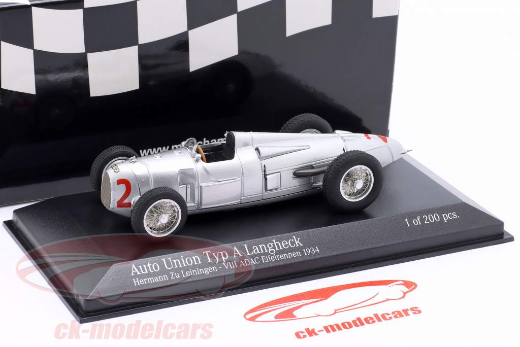 Auto Union Typ A Langheck #2 ADAC Eifelrennen H. zu Leiningen 1:43 Minichamps