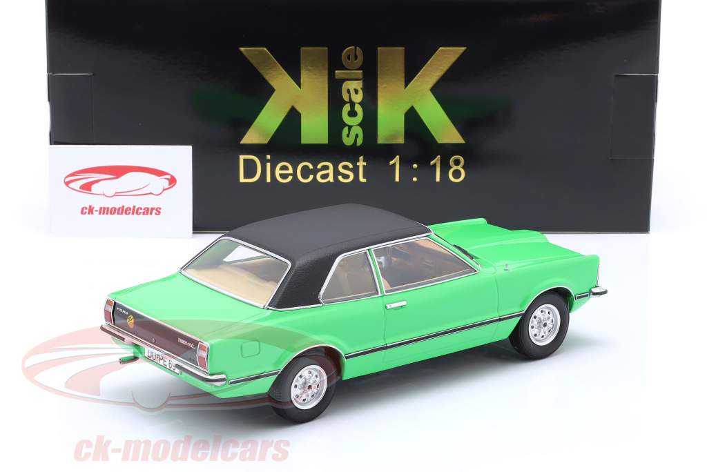 Ford Taunus GXL limousine with Vinyl roof 1971 green / black 1:18 KK-Scale