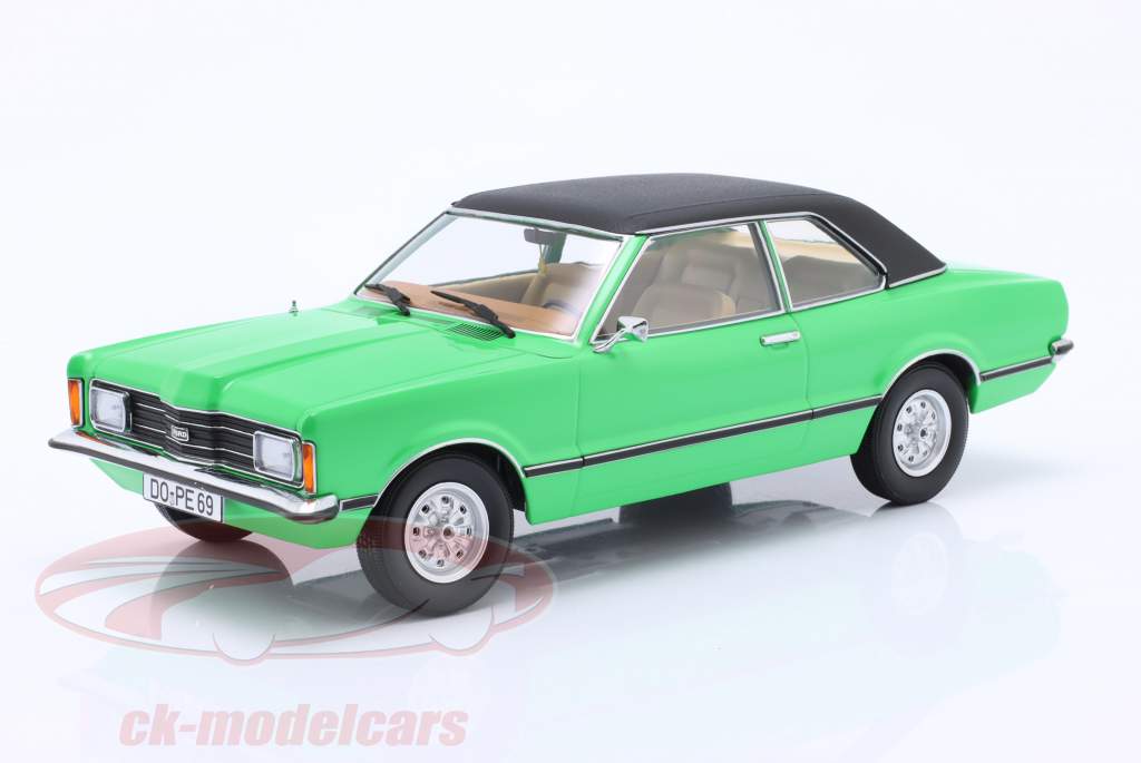Ford Taunus GXL limousine with Vinyl roof 1971 green / black 1:18 KK-Scale