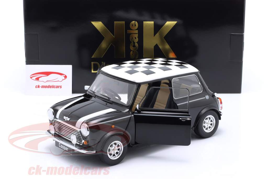 Mini Cooper RHD kariert schwarz / weiß 1:12 KK-Scale