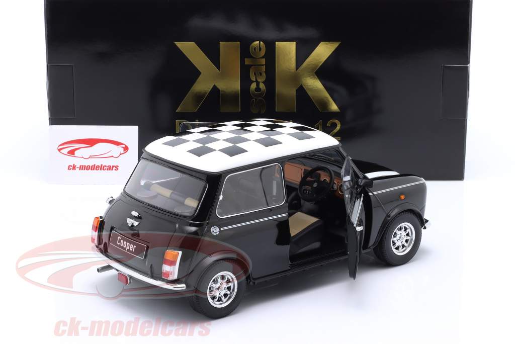 Mini Cooper RHD geruit zwart / wit 1:12 KK-Scale