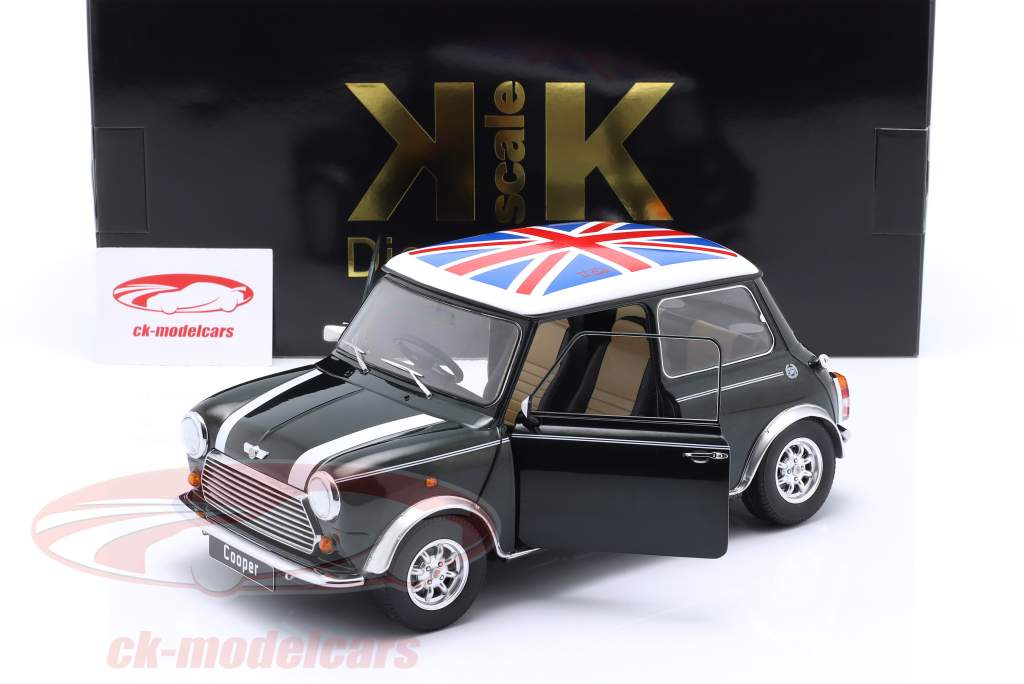 Mini Cooper Union Jack RHD dunkelgrün metallic / weiß 1:12 KK-Scale