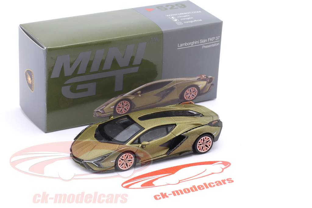 Lamborghini Sian FKP 37 Presentatie mat olijfgroen 1:64 TrueScale